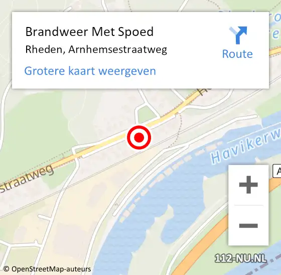 Locatie op kaart van de 112 melding: Brandweer Met Spoed Naar Rheden, Arnhemsestraatweg op 10 november 2024 14:27