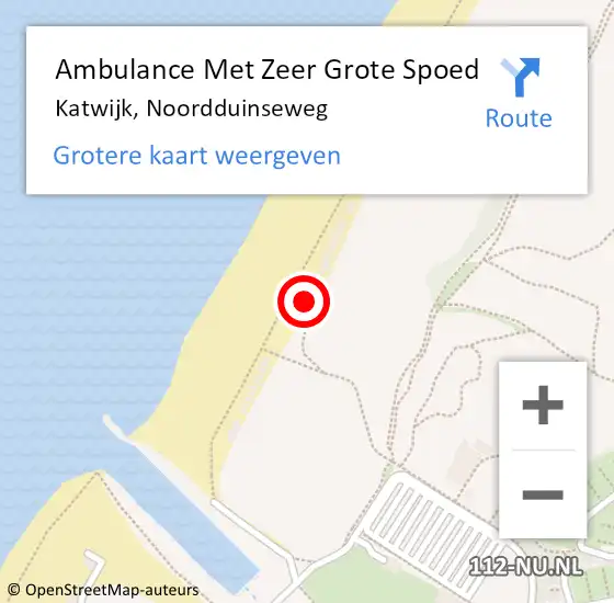 Locatie op kaart van de 112 melding: Ambulance Met Zeer Grote Spoed Naar Katwijk, Noordduinseweg op 10 november 2024 14:40