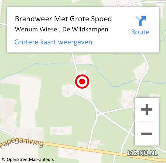 Locatie op kaart van de 112 melding: Brandweer Met Grote Spoed Naar Wenum Wiesel, De Wildkampen op 10 november 2024 14:41