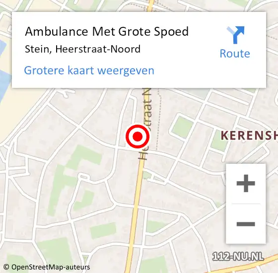 Locatie op kaart van de 112 melding: Ambulance Met Grote Spoed Naar Stein, Heerstraat-Noord op 26 oktober 2014 13:51