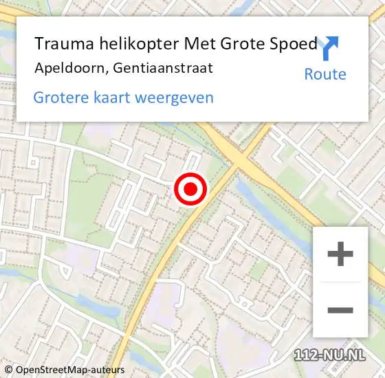 Locatie op kaart van de 112 melding: Trauma helikopter Met Grote Spoed Naar Apeldoorn, Gentiaanstraat op 10 november 2024 14:55