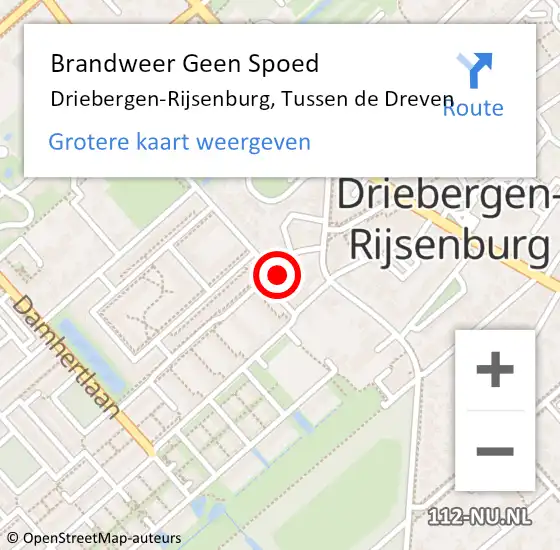 Locatie op kaart van de 112 melding: Brandweer Geen Spoed Naar Driebergen-Rijsenburg, Tussen de Dreven op 10 november 2024 14:56