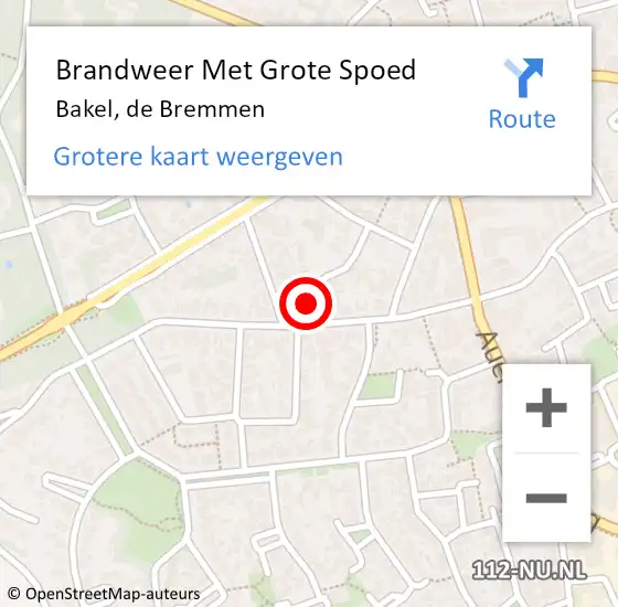 Locatie op kaart van de 112 melding: Brandweer Met Grote Spoed Naar Bakel, de Bremmen op 10 november 2024 15:01