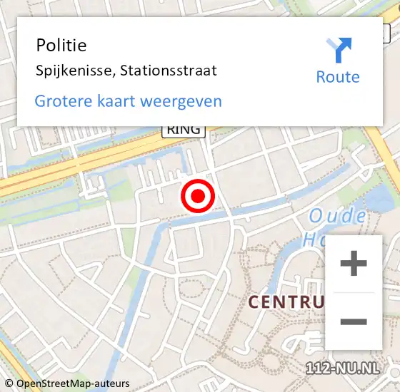 Locatie op kaart van de 112 melding: Politie Spijkenisse, Stationsstraat op 10 november 2024 15:23