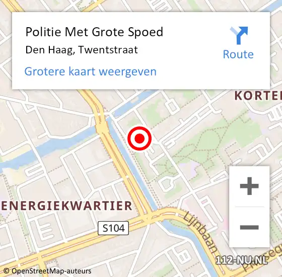 Locatie op kaart van de 112 melding: Politie Met Grote Spoed Naar Den Haag, Twentstraat op 10 november 2024 15:31