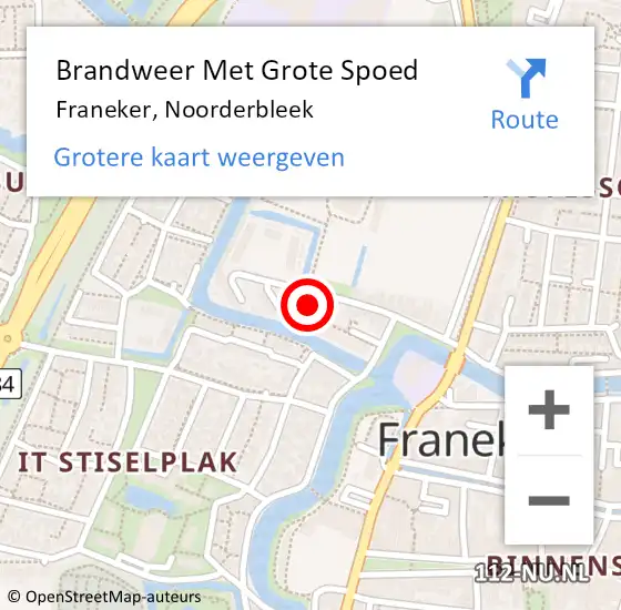 Locatie op kaart van de 112 melding: Brandweer Met Grote Spoed Naar Franeker, Noorderbleek op 10 november 2024 15:32