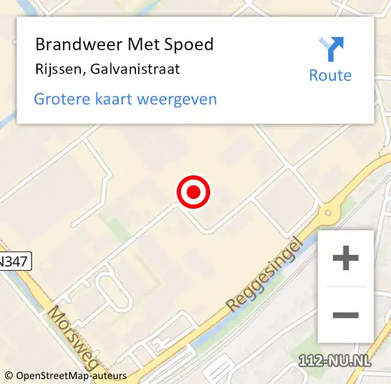 Locatie op kaart van de 112 melding: Brandweer Met Spoed Naar Rijssen, Galvanistraat op 10 november 2024 15:47