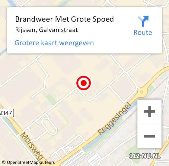 Locatie op kaart van de 112 melding: Brandweer Met Grote Spoed Naar Rijssen, Galvanistraat op 10 november 2024 15:52