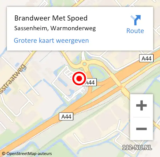 Locatie op kaart van de 112 melding: Brandweer Met Spoed Naar Sassenheim, Warmonderweg op 10 november 2024 15:54