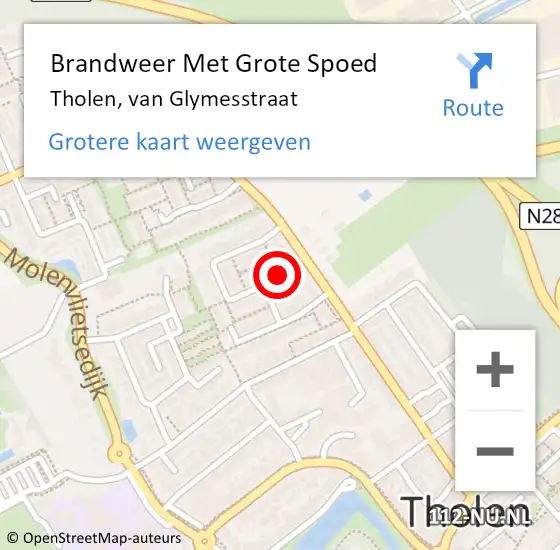 Locatie op kaart van de 112 melding: Brandweer Met Grote Spoed Naar Tholen, van Glymesstraat op 10 november 2024 16:08