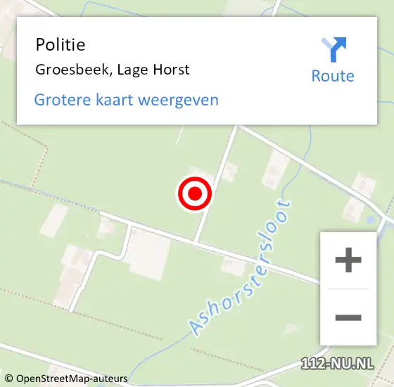 Locatie op kaart van de 112 melding: Politie Groesbeek, Lage Horst op 10 november 2024 16:19