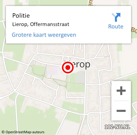 Locatie op kaart van de 112 melding: Politie Lierop, Offermansstraat op 10 november 2024 16:43