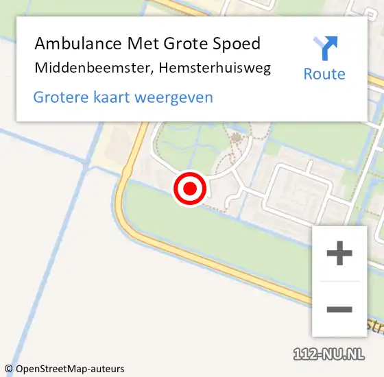 Locatie op kaart van de 112 melding: Ambulance Met Grote Spoed Naar Middenbeemster, Hemsterhuisweg op 10 november 2024 16:51