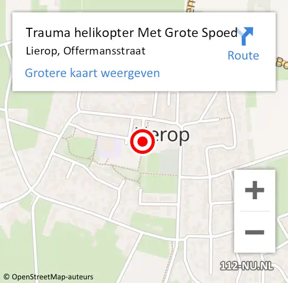 Locatie op kaart van de 112 melding: Trauma helikopter Met Grote Spoed Naar Lierop, Offermansstraat op 10 november 2024 16:53