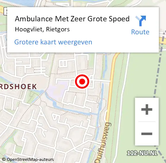 Locatie op kaart van de 112 melding: Ambulance Met Zeer Grote Spoed Naar Hoogvliet, Rietgors op 10 november 2024 16:56