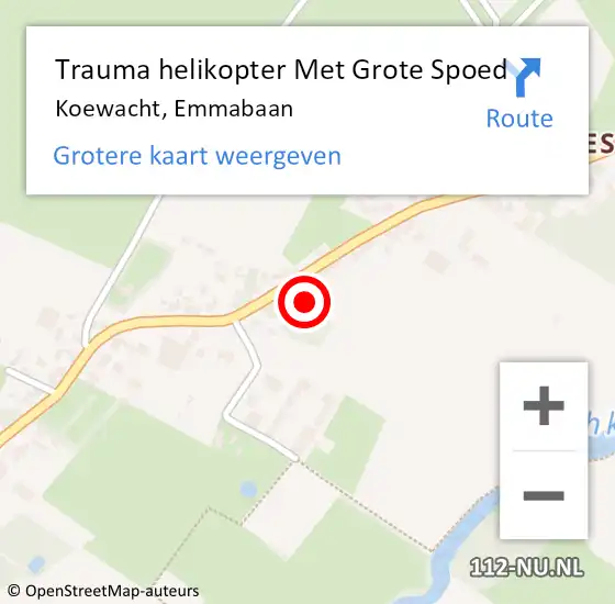 Locatie op kaart van de 112 melding: Trauma helikopter Met Grote Spoed Naar Koewacht, Emmabaan op 10 november 2024 17:08