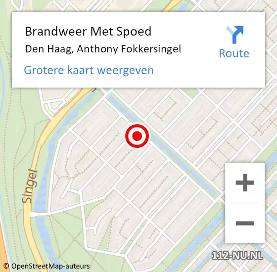 Locatie op kaart van de 112 melding: Brandweer Met Spoed Naar Den Haag, Anthony Fokkersingel op 10 november 2024 17:10