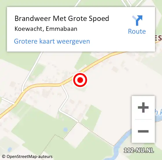 Locatie op kaart van de 112 melding: Brandweer Met Grote Spoed Naar Koewacht, Emmabaan op 10 november 2024 17:19