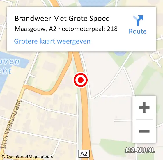 Locatie op kaart van de 112 melding: Brandweer Met Grote Spoed Naar Maasgouw, A2 hectometerpaal: 218 op 10 november 2024 17:21