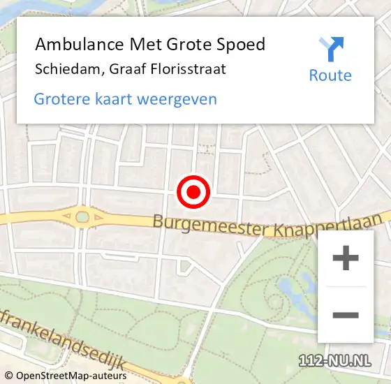 Locatie op kaart van de 112 melding: Ambulance Met Grote Spoed Naar Schiedam, Graaf Florisstraat op 10 november 2024 17:26