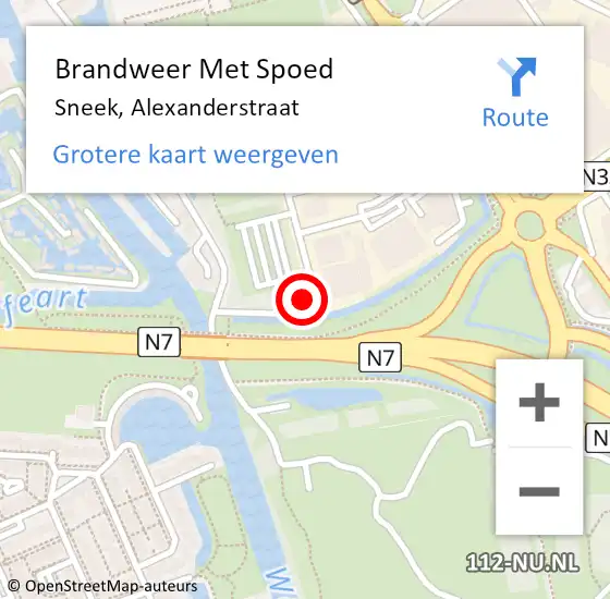 Locatie op kaart van de 112 melding: Brandweer Met Spoed Naar Sneek, Alexanderstraat op 10 november 2024 17:35