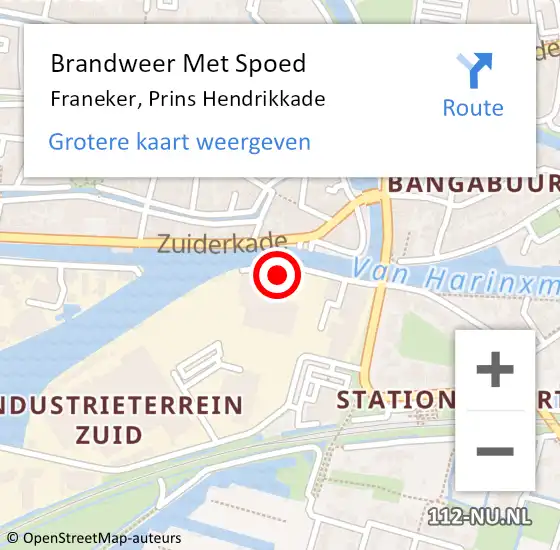 Locatie op kaart van de 112 melding: Brandweer Met Spoed Naar Franeker, Prins Hendrikkade op 26 oktober 2014 14:06