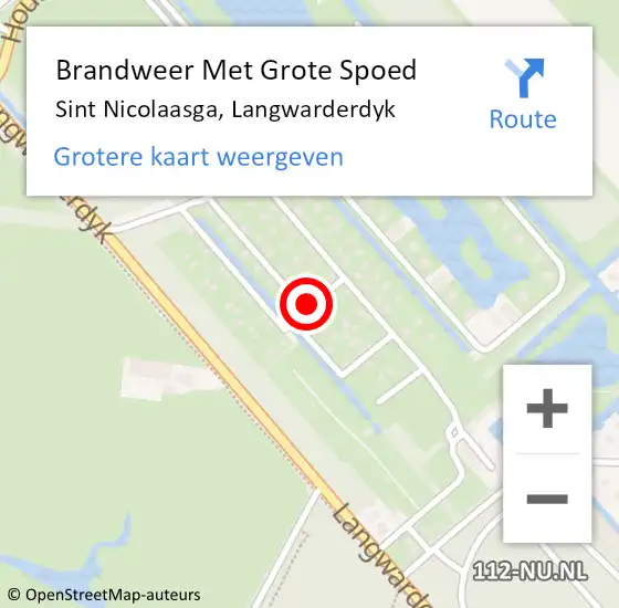 Locatie op kaart van de 112 melding: Brandweer Met Grote Spoed Naar Sint Nicolaasga, Langwarderdyk op 10 november 2024 17:37