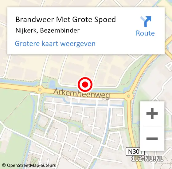 Locatie op kaart van de 112 melding: Brandweer Met Grote Spoed Naar Nijkerk, Bezembinder op 10 november 2024 17:46