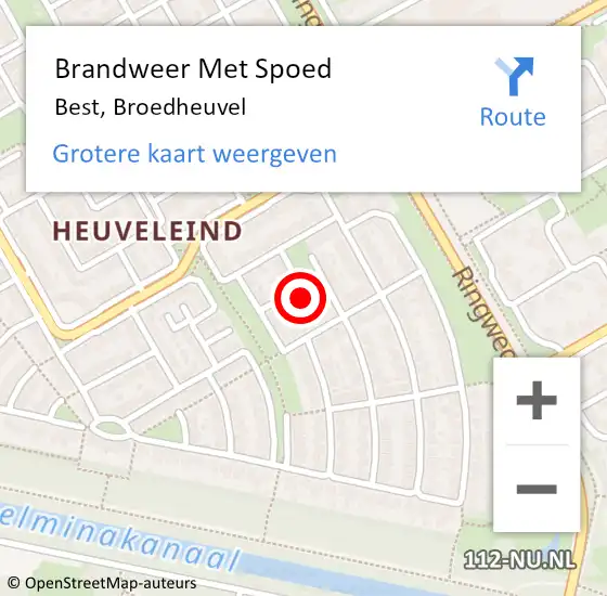 Locatie op kaart van de 112 melding: Brandweer Met Spoed Naar Best, Broedheuvel op 10 november 2024 17:49