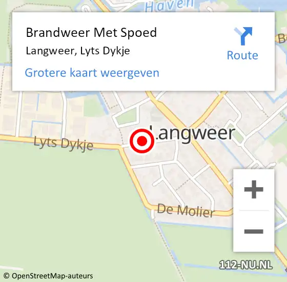 Locatie op kaart van de 112 melding: Brandweer Met Spoed Naar Langweer, Lyts Dykje op 10 november 2024 18:33