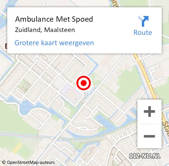 Locatie op kaart van de 112 melding: Ambulance Met Spoed Naar Zuidland, Maalsteen op 10 november 2024 18:39