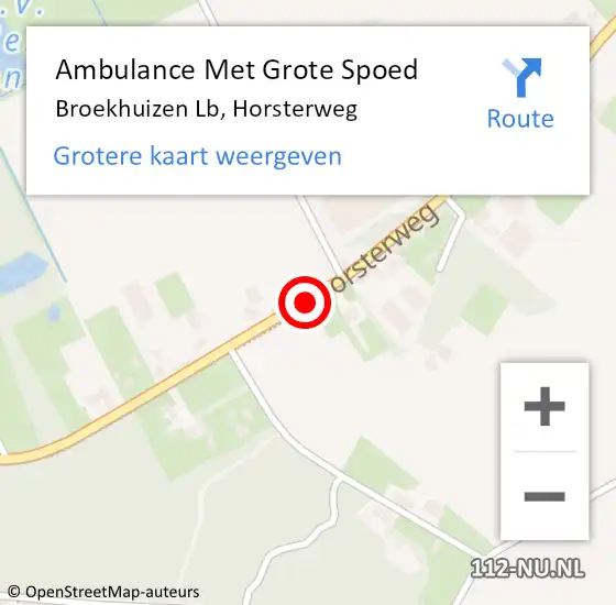 Locatie op kaart van de 112 melding: Ambulance Met Grote Spoed Naar Broekhuizen Lb, Horsterweg op 18 oktober 2013 20:03