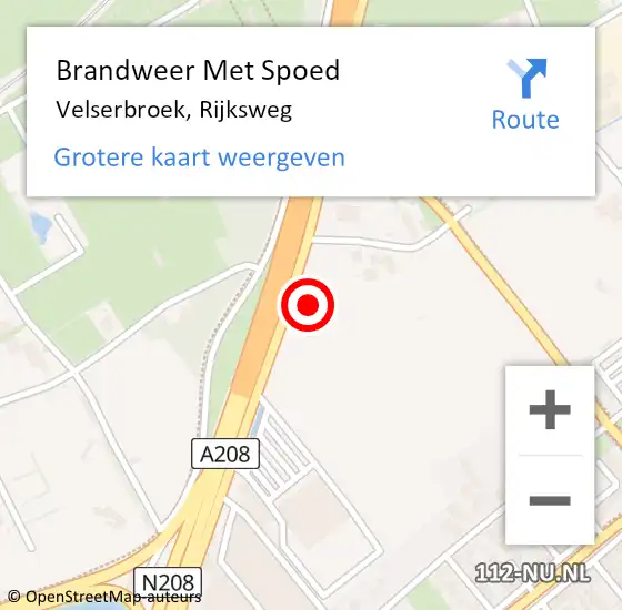 Locatie op kaart van de 112 melding: Brandweer Met Spoed Naar Velserbroek, Rijksweg op 10 november 2024 19:03