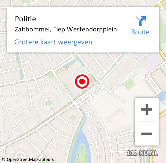 Locatie op kaart van de 112 melding: Politie Zaltbommel, Fiep Westendorpplein op 10 november 2024 19:19