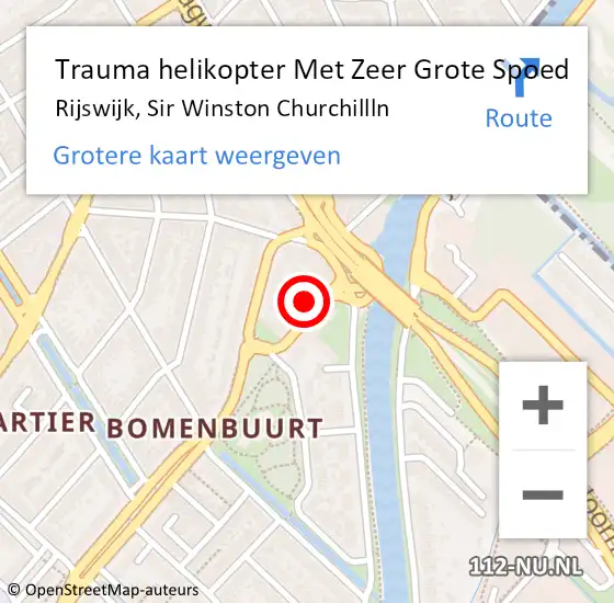 Locatie op kaart van de 112 melding: Trauma helikopter Met Zeer Grote Spoed Naar Rijswijk, Sir Winston Churchillln op 10 november 2024 19:19