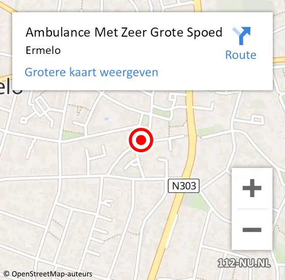 Locatie op kaart van de 112 melding: Ambulance Met Zeer Grote Spoed Naar Ermelo op 10 november 2024 19:31