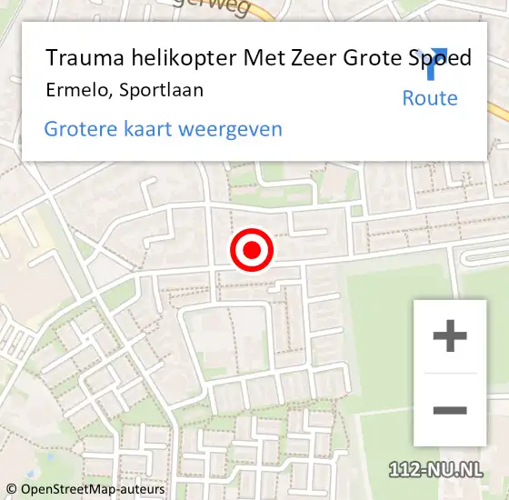 Locatie op kaart van de 112 melding: Trauma helikopter Met Zeer Grote Spoed Naar Ermelo, Sportlaan op 10 november 2024 19:32