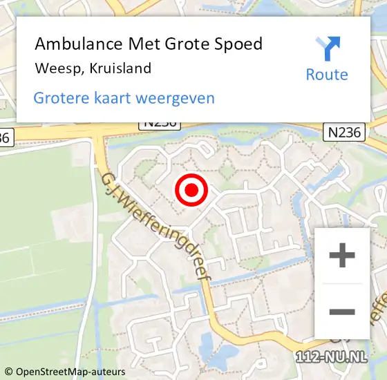 Locatie op kaart van de 112 melding: Ambulance Met Grote Spoed Naar Weesp, Kruisland op 26 oktober 2014 14:22