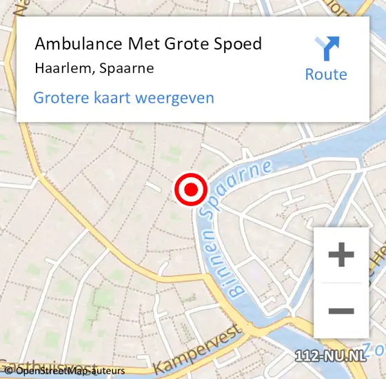 Locatie op kaart van de 112 melding: Ambulance Met Grote Spoed Naar Haarlem, Spaarne op 10 november 2024 20:04