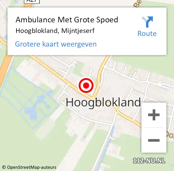 Locatie op kaart van de 112 melding: Ambulance Met Grote Spoed Naar Hoogblokland, Mijntjeserf op 10 november 2024 20:09