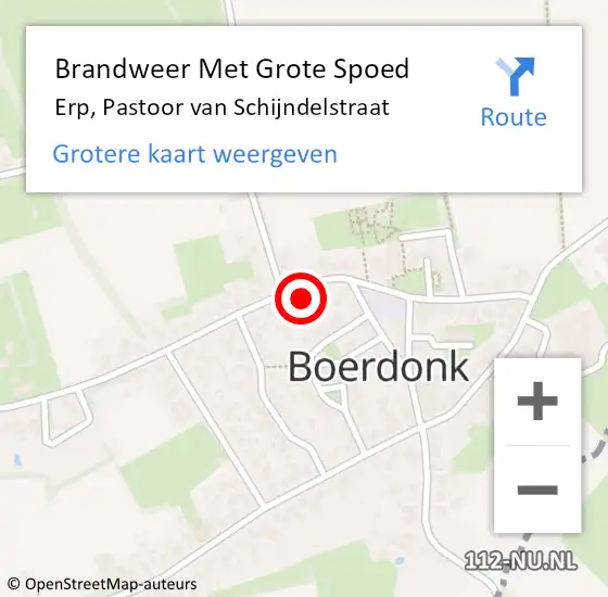 Locatie op kaart van de 112 melding: Brandweer Met Grote Spoed Naar Erp, Pastoor van Schijndelstraat op 10 november 2024 20:10