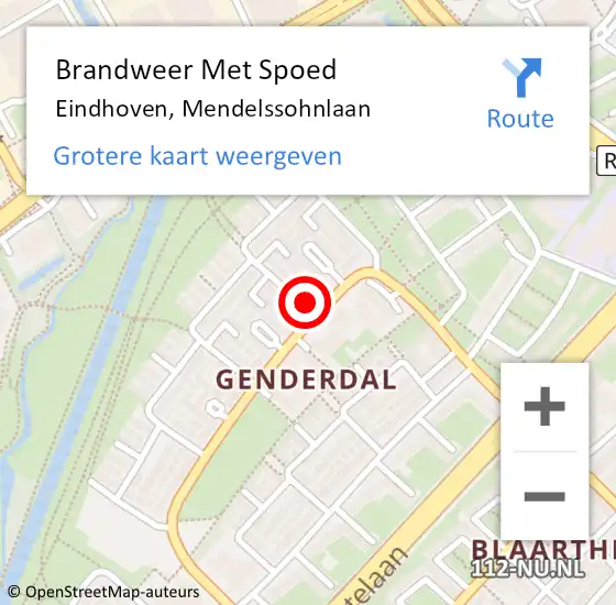 Locatie op kaart van de 112 melding: Brandweer Met Spoed Naar Eindhoven, Mendelssohnlaan op 10 november 2024 20:27