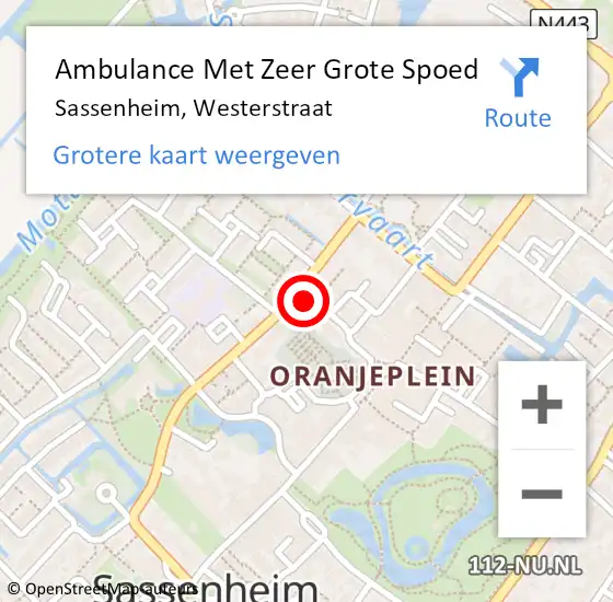 Locatie op kaart van de 112 melding: Ambulance Met Zeer Grote Spoed Naar Sassenheim, Westerstraat op 10 november 2024 20:29