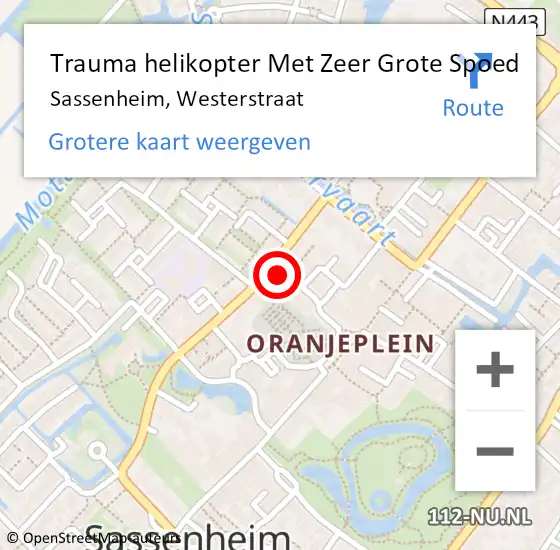 Locatie op kaart van de 112 melding: Trauma helikopter Met Zeer Grote Spoed Naar Sassenheim, Westerstraat op 10 november 2024 20:30