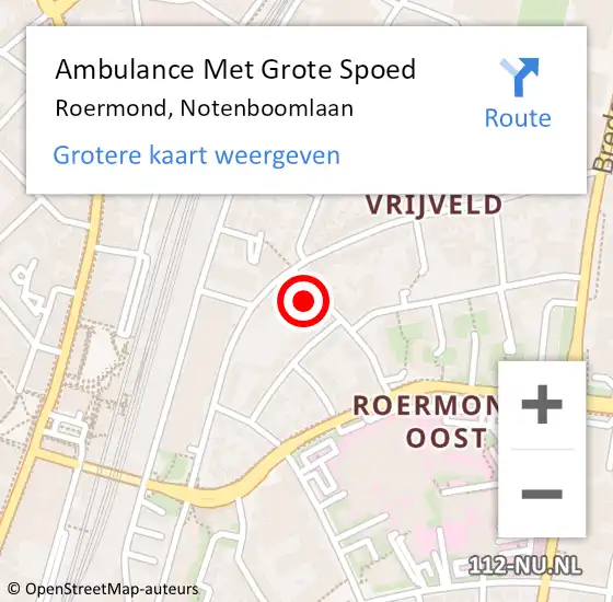 Locatie op kaart van de 112 melding: Ambulance Met Grote Spoed Naar Roermond, Notenboomlaan op 10 november 2024 20:57