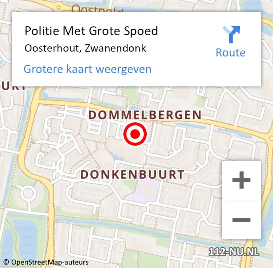 Locatie op kaart van de 112 melding: Politie Met Grote Spoed Naar Oosterhout, Zwanendonk op 10 november 2024 21:06