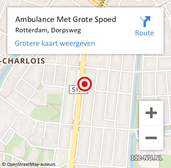 Locatie op kaart van de 112 melding: Ambulance Met Grote Spoed Naar Rotterdam, Dorpsweg op 10 november 2024 21:06