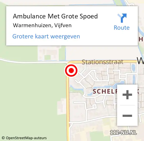 Locatie op kaart van de 112 melding: Ambulance Met Grote Spoed Naar Warmenhuizen, Vijfven op 10 november 2024 21:54