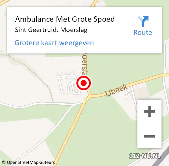 Locatie op kaart van de 112 melding: Ambulance Met Grote Spoed Naar Sint Geertruid, Moerslag op 26 oktober 2014 14:31