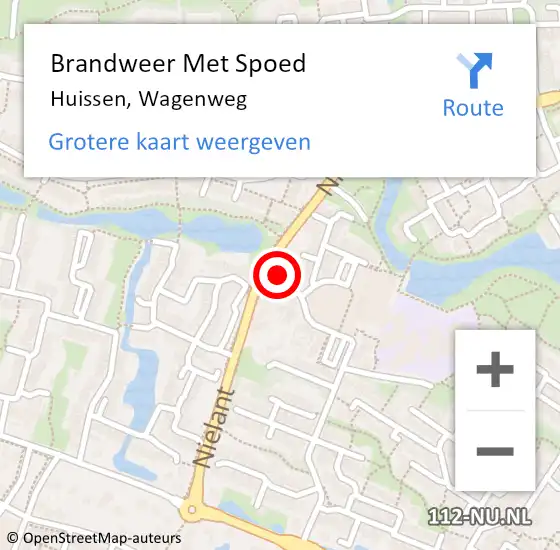 Locatie op kaart van de 112 melding: Brandweer Met Spoed Naar Huissen, Wagenweg op 10 november 2024 21:59